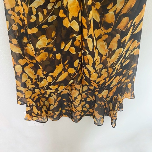Sau Lee Michella Leaf Print Midi Dress Plunge Black Marigold Spring Boho Size 2 - Picture 11 of 15